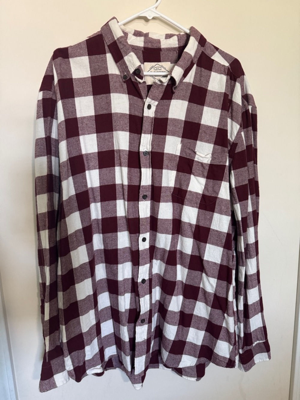 St. John's Bay Burgundy and White Plaid Button-Down Shirt